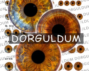 Realistic brown eye Irides 8, 10, 12, 14, 16, 18, 20, 25, 30, 40 mm Digital Eye Iris, Printable Digital Collage Sheet Instant Download
