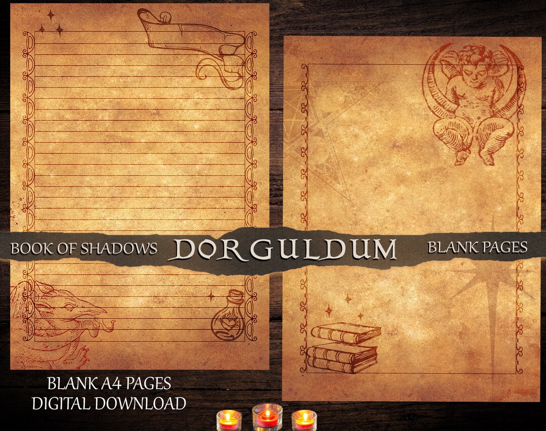 Grimoire Blank Pages, Printable Magic Junk Journal Sheets, Mystic ...