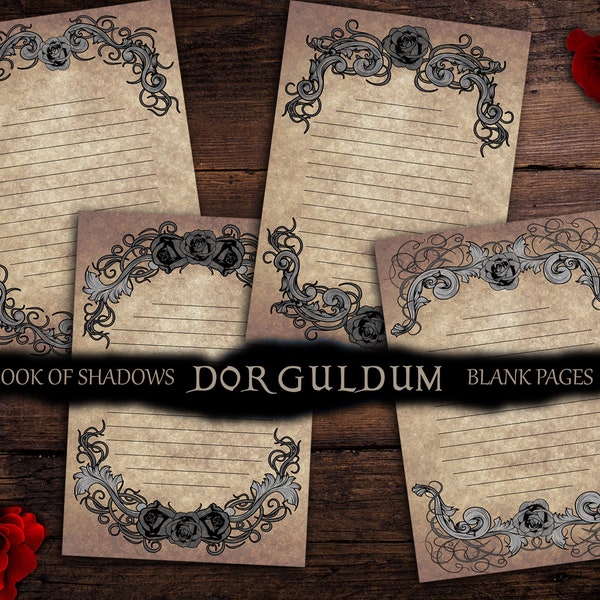 Blank Grimoire pages A5, Printable Pages for Book Of Shadows, A5 Witchcraft Junk Journal Kit