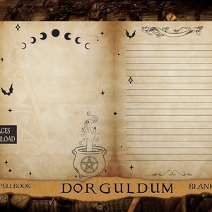 Witchcraft Pages, Wicca, Spellbook, Digital Printable Grimoire Blank Digital Download