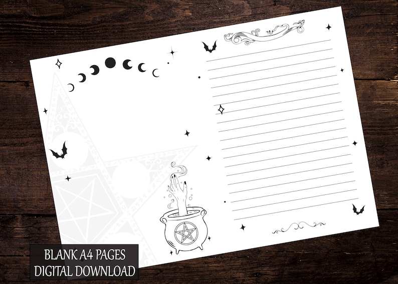 Witchcraft Pages, Wicca, Spellbook, Digital Printable Grimoire Blank Digital Download - Etsy