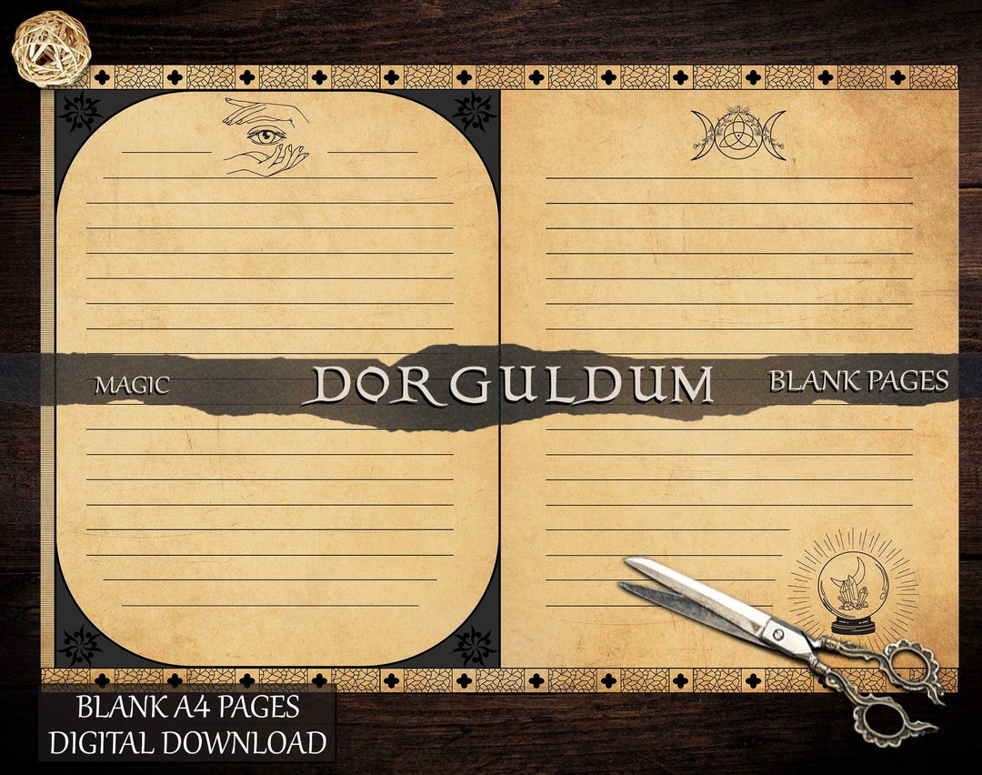 Blank Pages Grimoire, Printable Book of Shadows Blank Pages, Magic ...