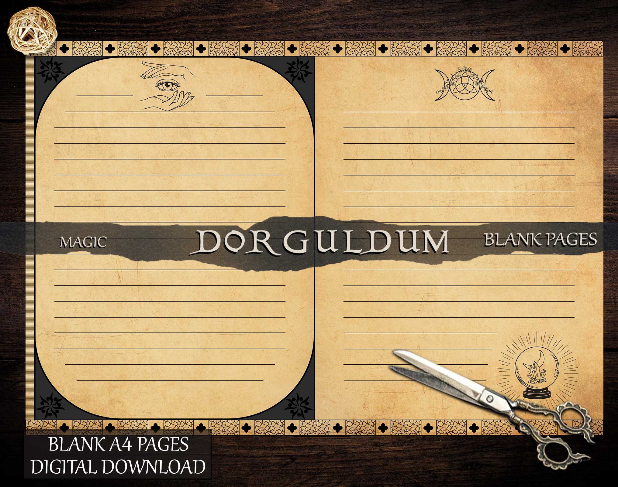 Blank Pages Grimoire, Printable Book of Shadows Blank Pages, Magic ...