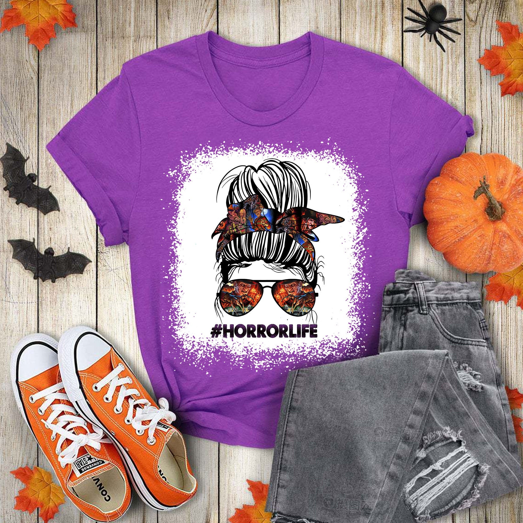 Messy Bun Horror Life Shirt Halloween 2021 shirt Freddy | Etsy