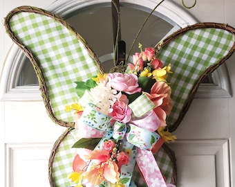 Spring wreath,  Spring Decor, Butterfly wreath, Door Hanger