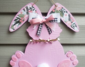 Easter Door Hanger,  Bunny wreath attachment, Easter Decor