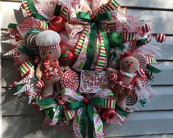 Gingerbread wreath, Gingerbread Decor, Mrs claus Bakery