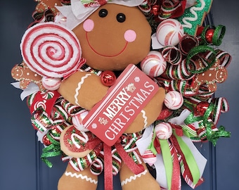 Gingerbread girl wreath,  Gingerbread Decor, Merry Christmas