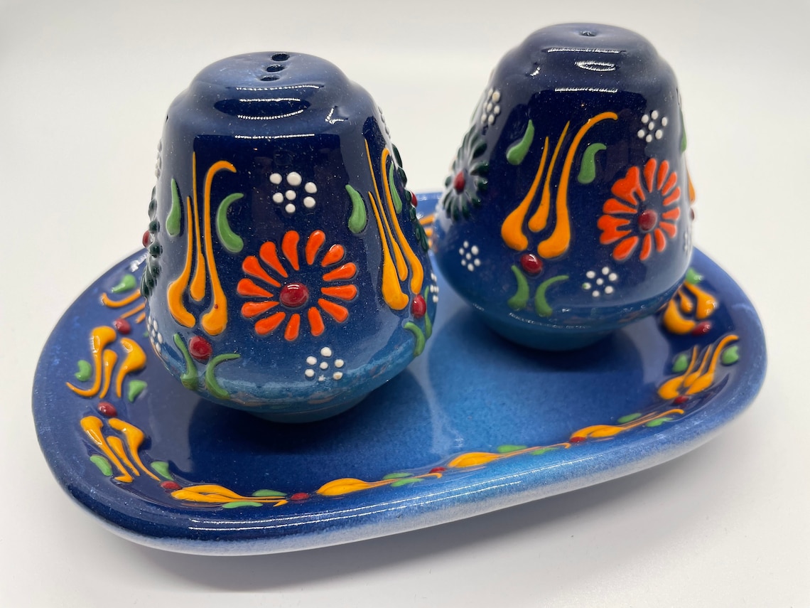 Ceramic salt and pepper shakers set authentic handmade and Etsy