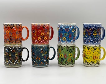ceramic mug, pottery mug, coffee mugs, ceramic handmade coffee cups, turkish mug, gift for her, gift for him