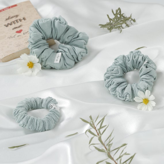 Mulberry Raw Silk Scrunchies Ultra Soft Lightweight Gentle  display picture 3