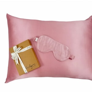 Beauty Sleep Essentials – Silk Eye Mask & Pillowcase Set | Clean Beauty| Pure Mulberry Silk Pillowcase for Hair and Skin