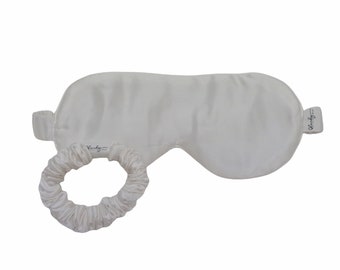 Silver Mulberry Silk Sleep Mask with Adjustable Strap/Cute Eye Cover/Eye Mask for Good night sleep