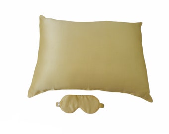 Natural Silk Soft Sleep Mask With Adjustable Strap/Yellow Eye Cover for Hot Sleeper