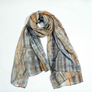 Hand-Dyed Long Silk Scarf - 100% Natural Mulberry Silk -Long Tie-Dyed Pure Silk Wrap- Gifts for Her-Mothers Day Gift-Summer Scarf