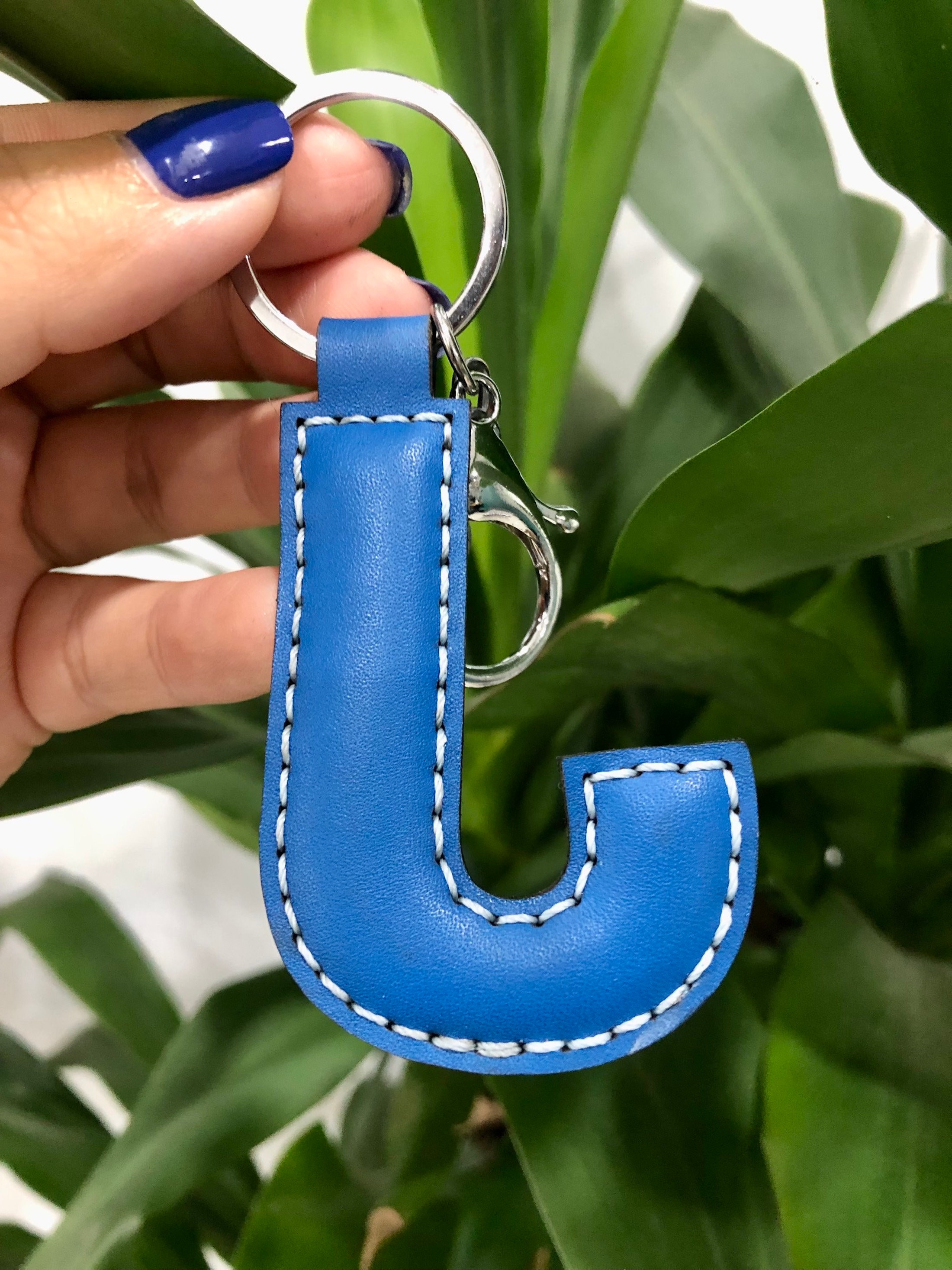 Leather letter keyring deals