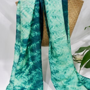 Pure Mulberry Silk Tie Dye Scarf/Cozy Green Wrap