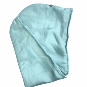 Pure Raw Silk Towel Wrap for Hair/Lightweight Absorbent Blue Turban Towel/Quickly Dry Hair/Prevent Hair Loss, Plit Ends /Hair Care Treatment