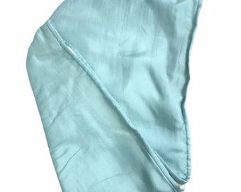 Toalla de seda pura para el cabello/Toalla turbante azul ligera y absorbente/Seca rápidamente/Previene la caída del cabello y las puntas abiertas/Tratamiento capilar