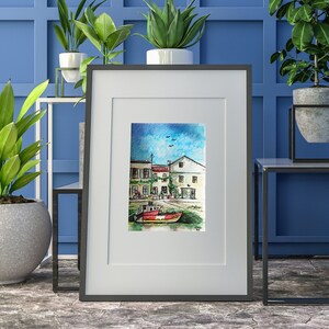 Dipinto ad acquerello originale Dipinto a mano Per tutte le occasioni Fatto in casa Acquerello in miniatura Arte ad acquerello Barca da pesca Sant-Martin de Re, Francia