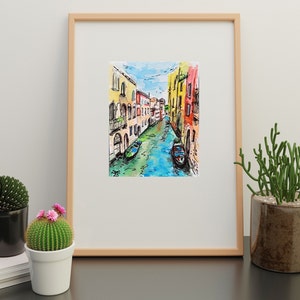 Weekend a Venezia in barca, Pittura ad acquerello Venezia Italia, Pittura ad acquerello Venezia Italia.