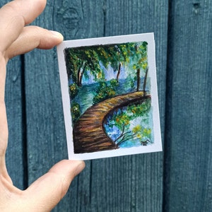 Pittura acrilica ACEO originale Cartolina in miniatura, Small Art and Collectables natura marina 2 x 3 pollici, opere d'arte di Zhanna Shell