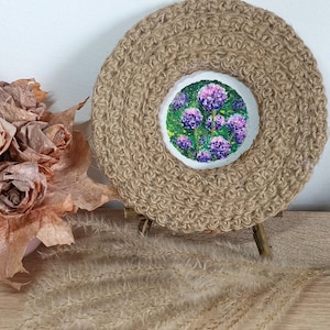 Pintura original en miniatura con empasto, arte de flores, arte abstracto de flores acrílicas ACEO original, imagen 3D