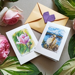 Carte aquarelle faite à la main Carte peinte à la main Toutes les cartes d’occasion Carte maison Aquarelle miniature carte postale 2x3 in