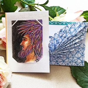 Carte aquarelle faite à la main Carte peinte à la main Toutes les cartes d’occasion carte maison Aquarelle miniature Fête des pères