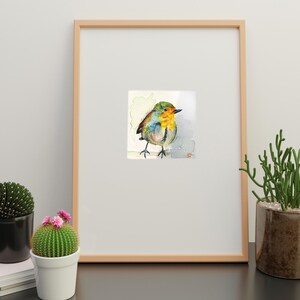 鮮やかなロビンの水彩画 - オリジナルの鳥のアート。オリジナルの水彩画（印刷ではありません）。水彩イラスト、ミニチュアアート