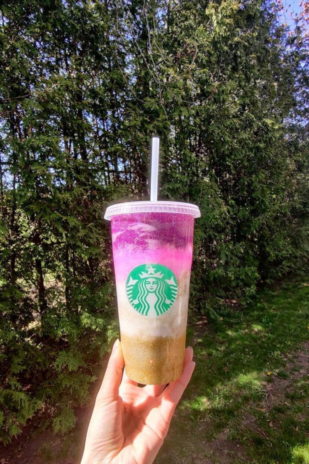 Sunset Beach Starbucks Cup Glitter Beach Starbucks Cup Epoxy Starbucks