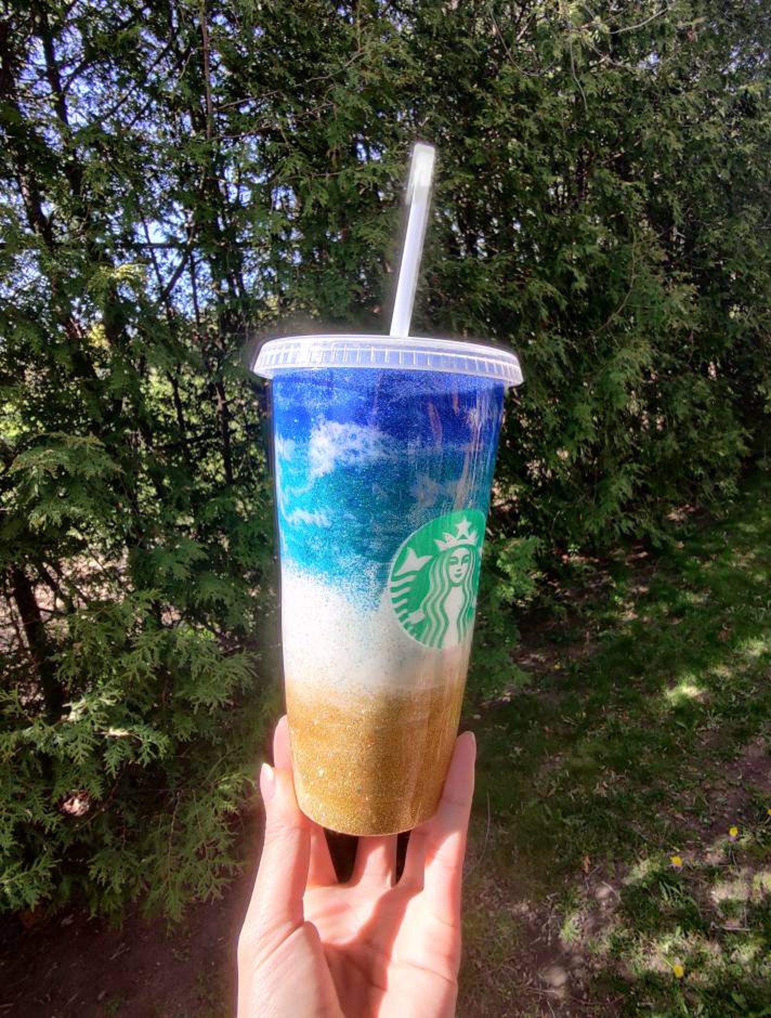 Beach Starbucks Cup Glitter Beach Starbucks Cup Ocean Etsy