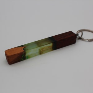 Keyring 2+1 free sale lucky charm wood epoxy resin olive green with color play light dark Mother's Day
