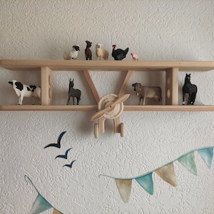 Airplane shelf children's room wall shelf wooden Tonie shelf Schleich figures aviator pilot upcycling sustainable Mother's Day