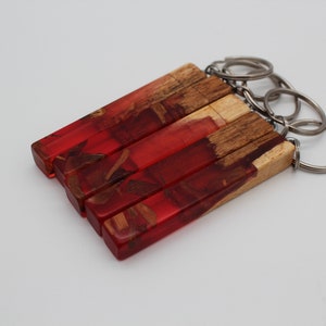 Keyring 2+1 free Sale wood epoxy resin epoxy gift idea upcycling red wood pieces Mother's Day