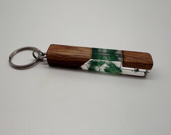 Keychain 2+1 free wood epoxy resin epoxy gift idea upcycling green feather ornamental grass sustainable