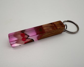 Keychain 2+1 free wood epoxy resin epoxy gift idea upcycling love heart pink color play sustainable