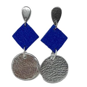 Orecchini carta lavabile blu royal argento
