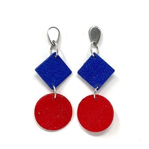 Orecchini carta lavabile blu-rosso