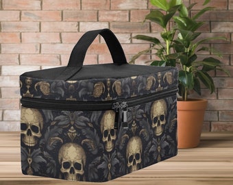 Gothic Skull Toiletry Bag: Dark Romance Travel Cosmetic Case