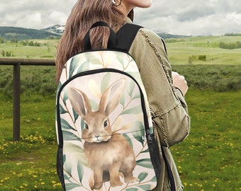 Large Rabbit School Bag Bunny Laptop Bag Bunny Rabbit bag School Rucksack Laptop Rucksack Cute Pastel Backpack Neutral back to school