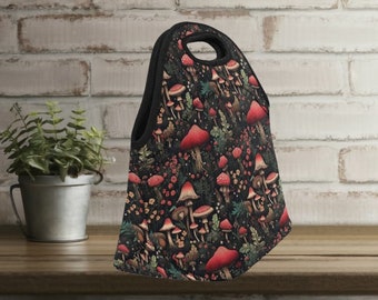 Toadstool Mushroom Neoprene lunch bag, custom made Lunchbag for work