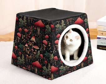 Pet Bed 3 in 1. Toadstool Mushroom Forest Capsule Pet Bed, Cat House, Small Dog Bed, Small Animal Bed, Cat Cave, Warm Cat Nest, Gift For Pet