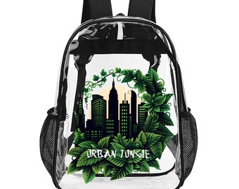 Urban Jungle Clear PVC Backpack: See Through Travel Rucksack
