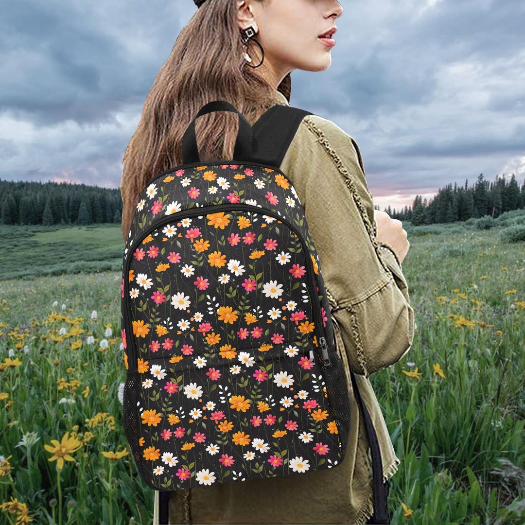 Large Floral Backpack: Daisy Print Laptop Rucksack - Etsy