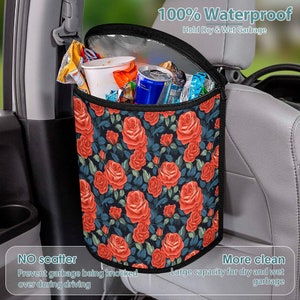 Floral Rose Car Bin, Pretty Car accessories, Car garbage bag, pretty Trash can, car trash bag, Car trash bag