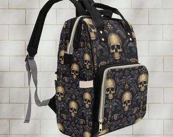 Gothic Skull Diaper Backpack: Unique Baby Change Bag