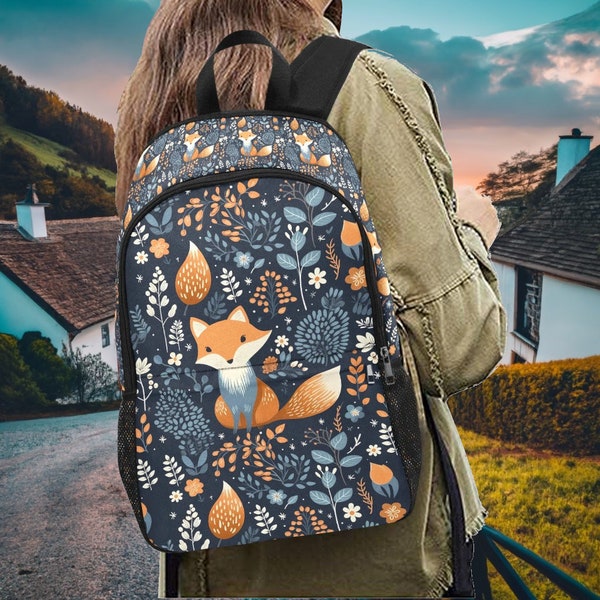 Large Fox Canvas Bag, Fantastic Fox Bag, Womens Backpack, Canvas Rucksack, Laptop Rucksack, Autumn Winter Fox Bag
