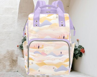 Pastel Beach Diaper Backpack: Waterproof Baby Change Bag