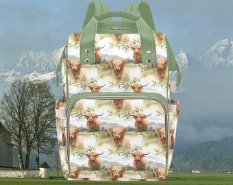 Highland Cow Diaper Backpack: Stylish Baby Rucksack